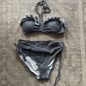 J. Crew Blue and White Gingham Bikini